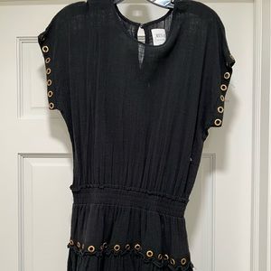 Misa black grommet linen dress xs
